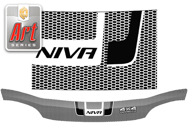 Дефлектор капота Серия Art белая Chevrolet Niva  2009–н.в.