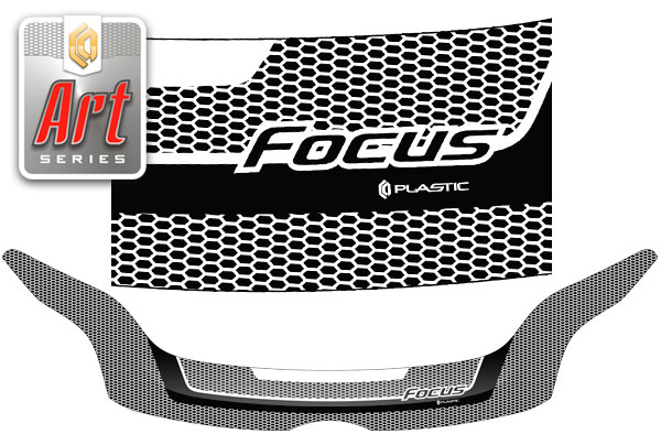 Дефлектор капота Серия Art белая Ford Focus 3 хэтчбэк 2011–2015