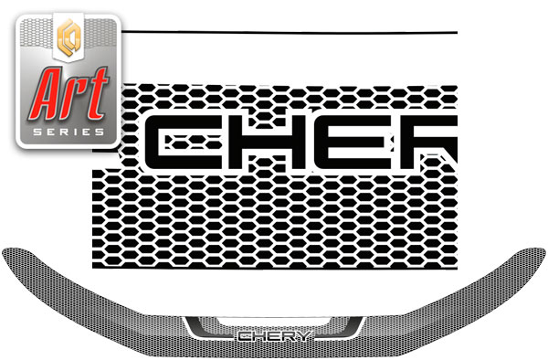Дефлектор капота Серия Art белая Chery Tiggo 8 Pro  2021–н.в.
