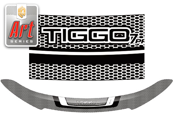 Дефлектор капота Серия Art серебро Chery Tiggo 7 Pro  2019–н.в.