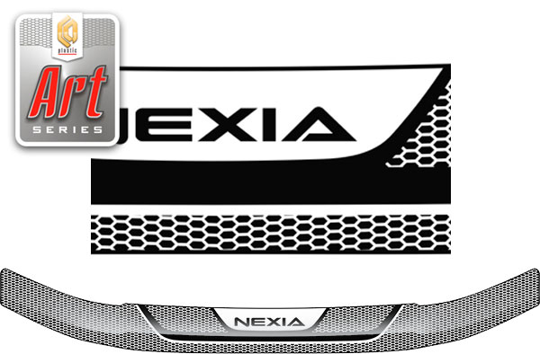 Дефлектор капота Серия Art черная Daewoo Nexia  2008–н.в.