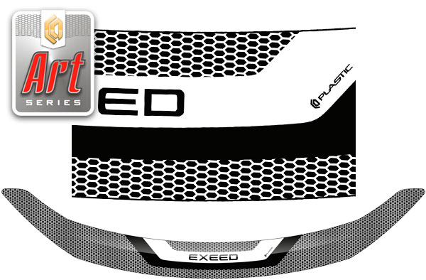 Дефлектор капота Серия Art черная Exeed TXL  2020-н.в.