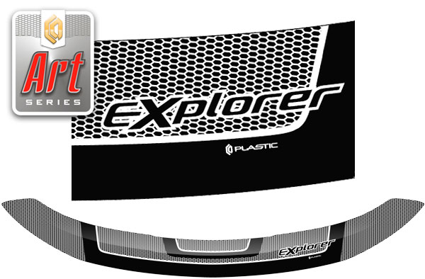 Дефлектор капота (exclusive) Серия Art черная Ford Explorer  2016-н.в.